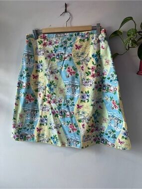 Briggs New York Vintage Pastel Floral Skirt in Light Blue & Pale Yellow